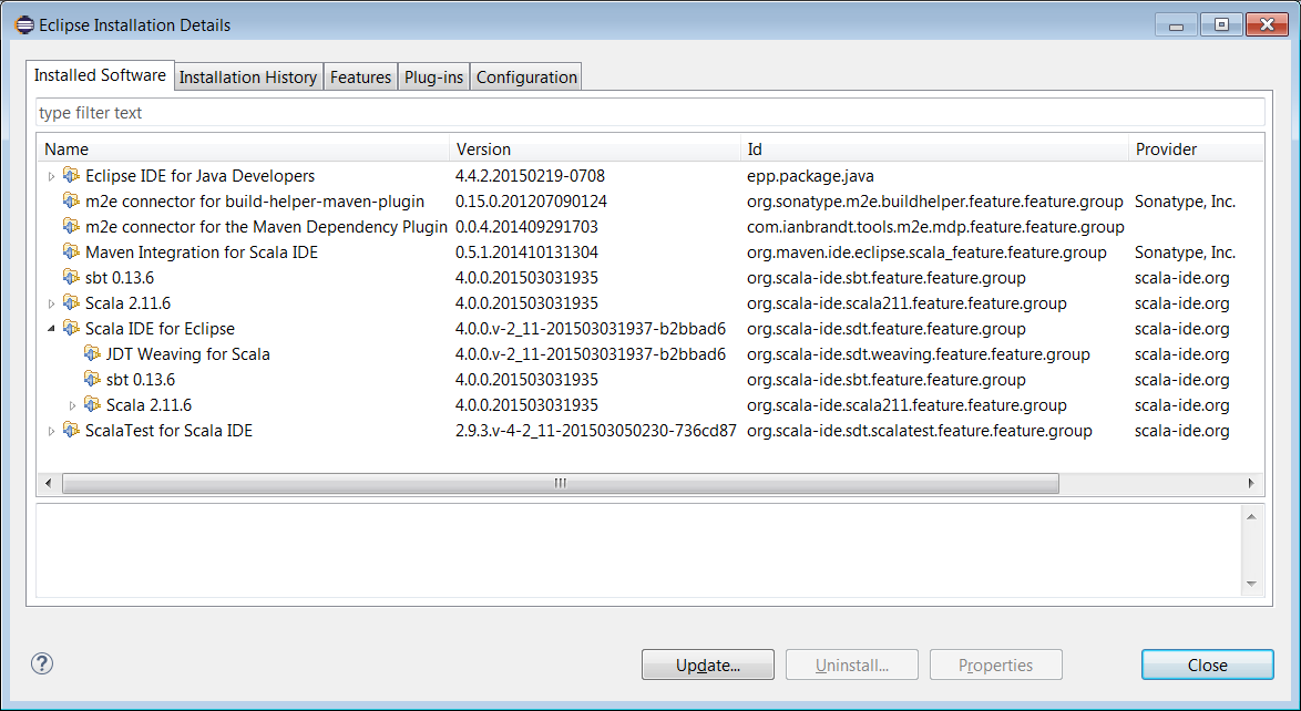 Eclipse Scala Details